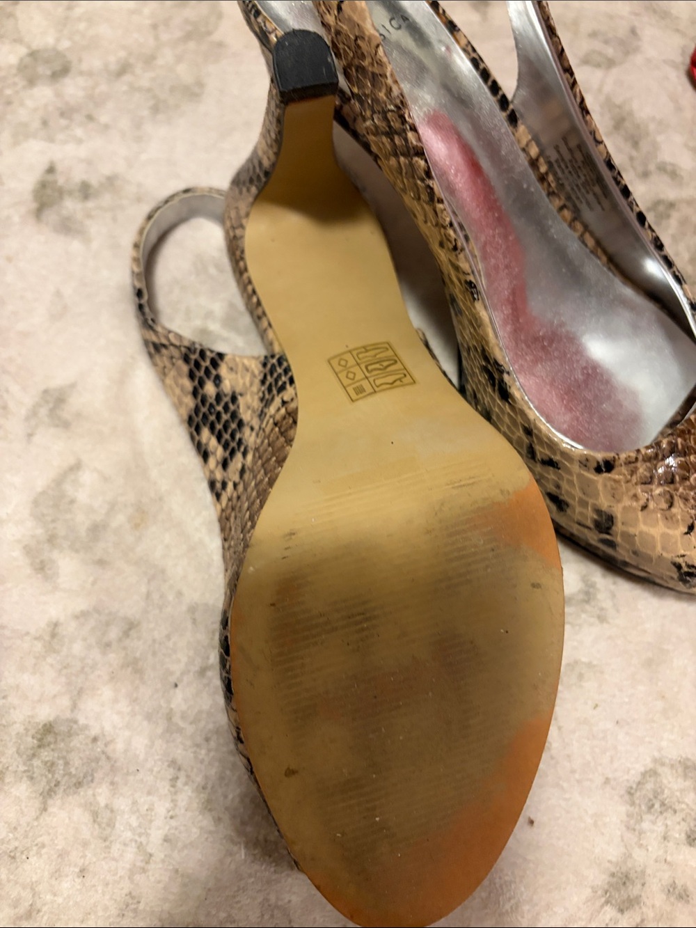 Women’s Snake-Print Slingback Heels in Brown - Picture 4 of 4